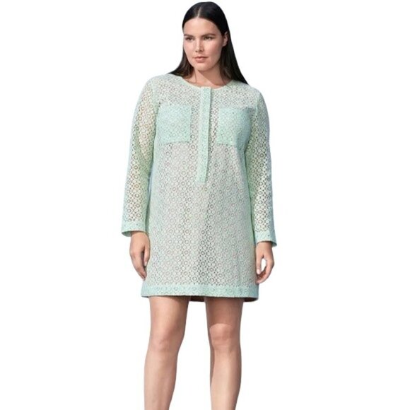 Victoria Beckham For Target Womens Mint Green Lace Long Sleeve Shift Dress Small - Picture 1 of 11